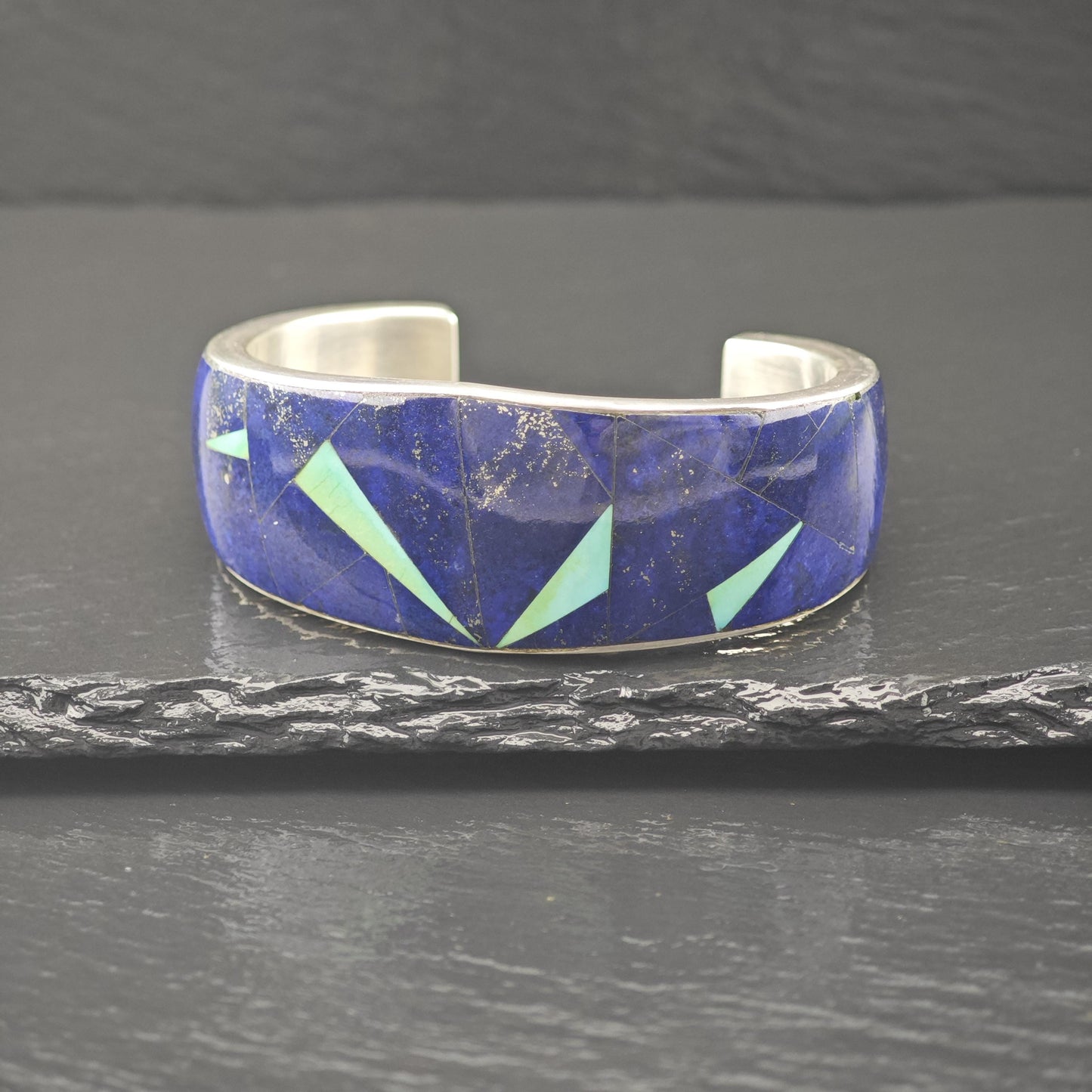 Harrison Jim Inlay Cuff Lapis, Turquoise Bracelet Native American Sterling Silver