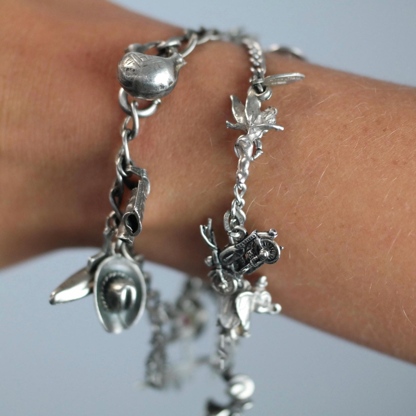 Vintage Authentic Licensed Disney Charm Bracelet Sterling Silver Circa 1950-1970's