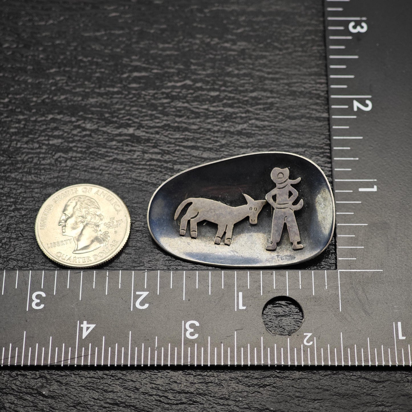 Taxco Cowboy, Donkey Sterling Silver Brooch