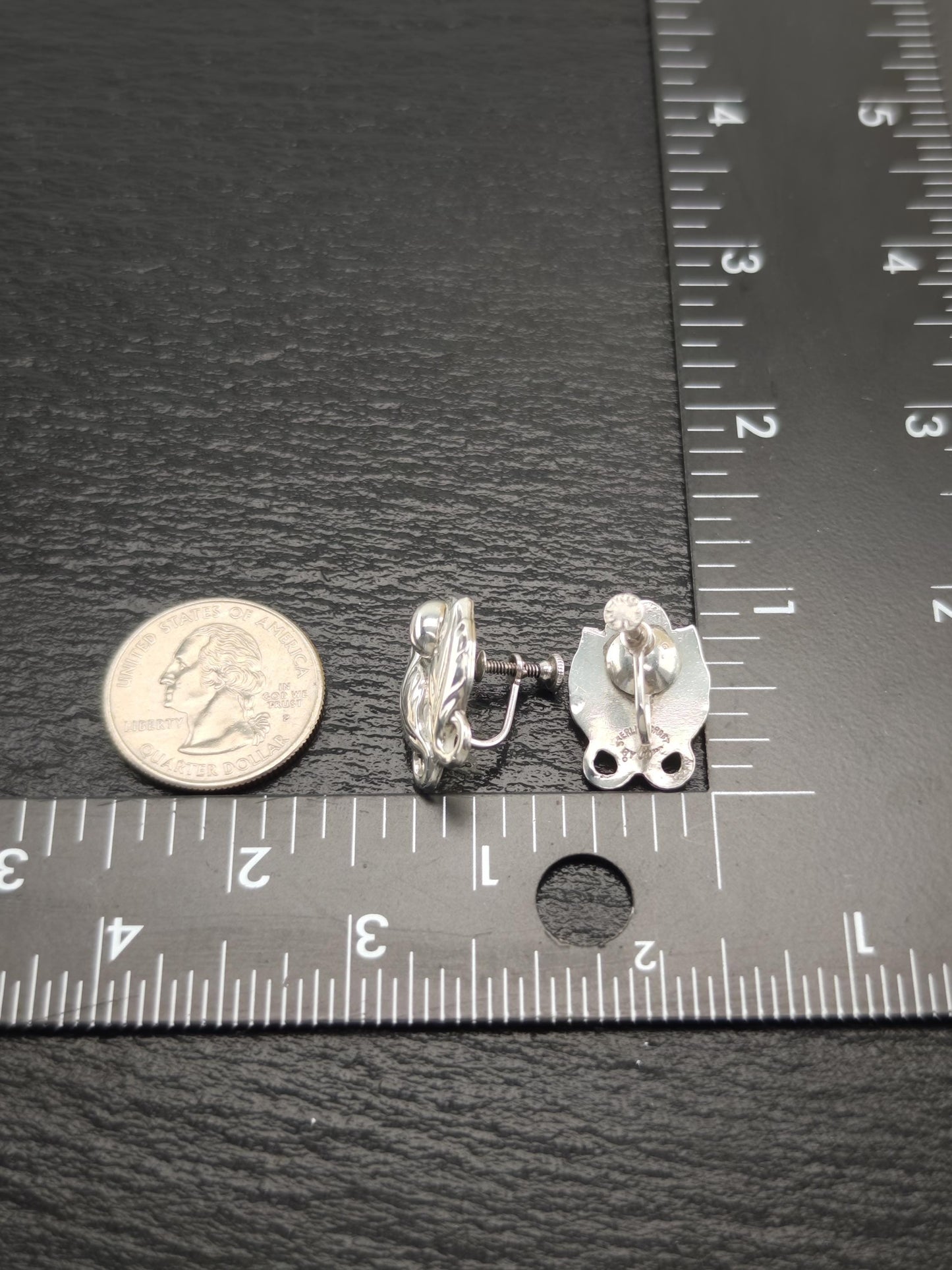 Sterling Silver Screw Back Earrings Coro Jensen Style Norseland ER2921