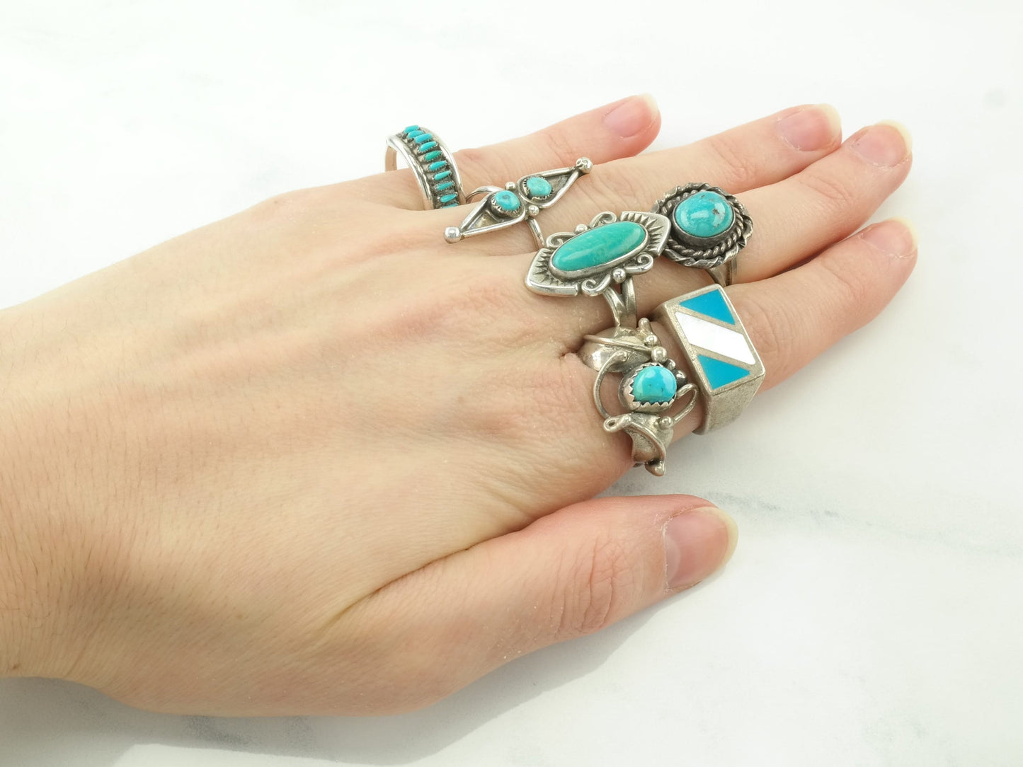 Choice Vintage Turquoise Sterling Silver Size 6 1/2 Ring