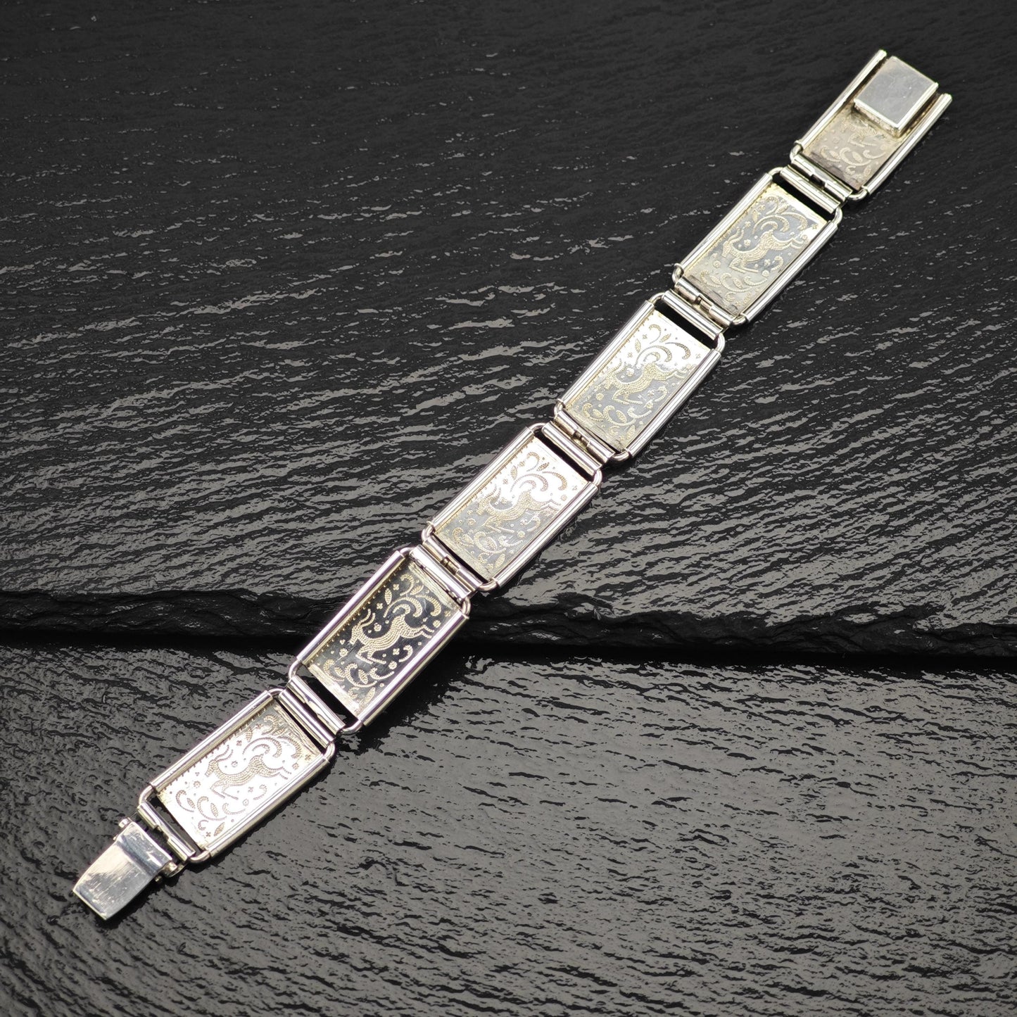 835 European Silver Gazel Link Bracelet Silver Size 6 3/4"