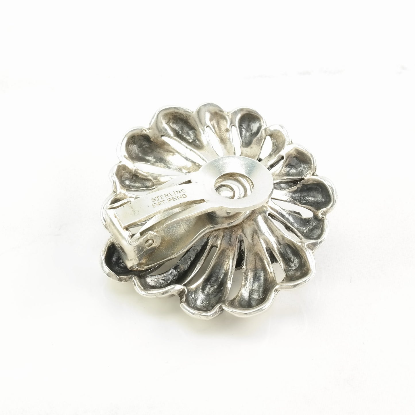 Vintage Sterling Silver Clip on Earrings Napier Floral