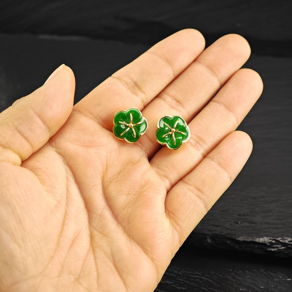 Jadeite 18K Gold Stud Earrings ER3221