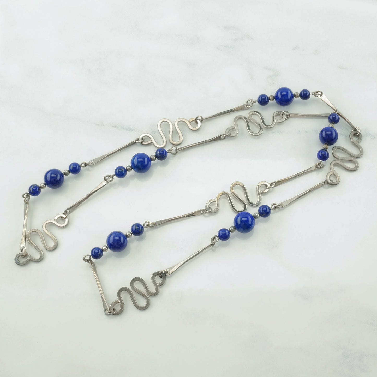 MCM, Studio Style Sterling Silver Blue Lapis Lazuli Snake Necklace