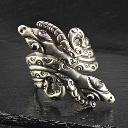 Taxco Snake Clamper Bracelet Sterling Silver Sz 6 1/2" BR3195