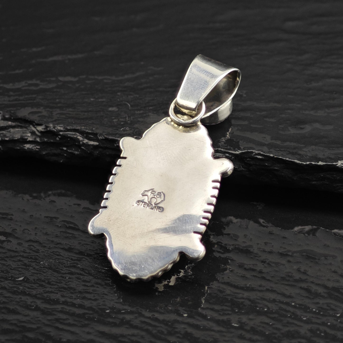 Vintage Running Bear Sugilite Lab Opal Pendant Sterling Silver P3056