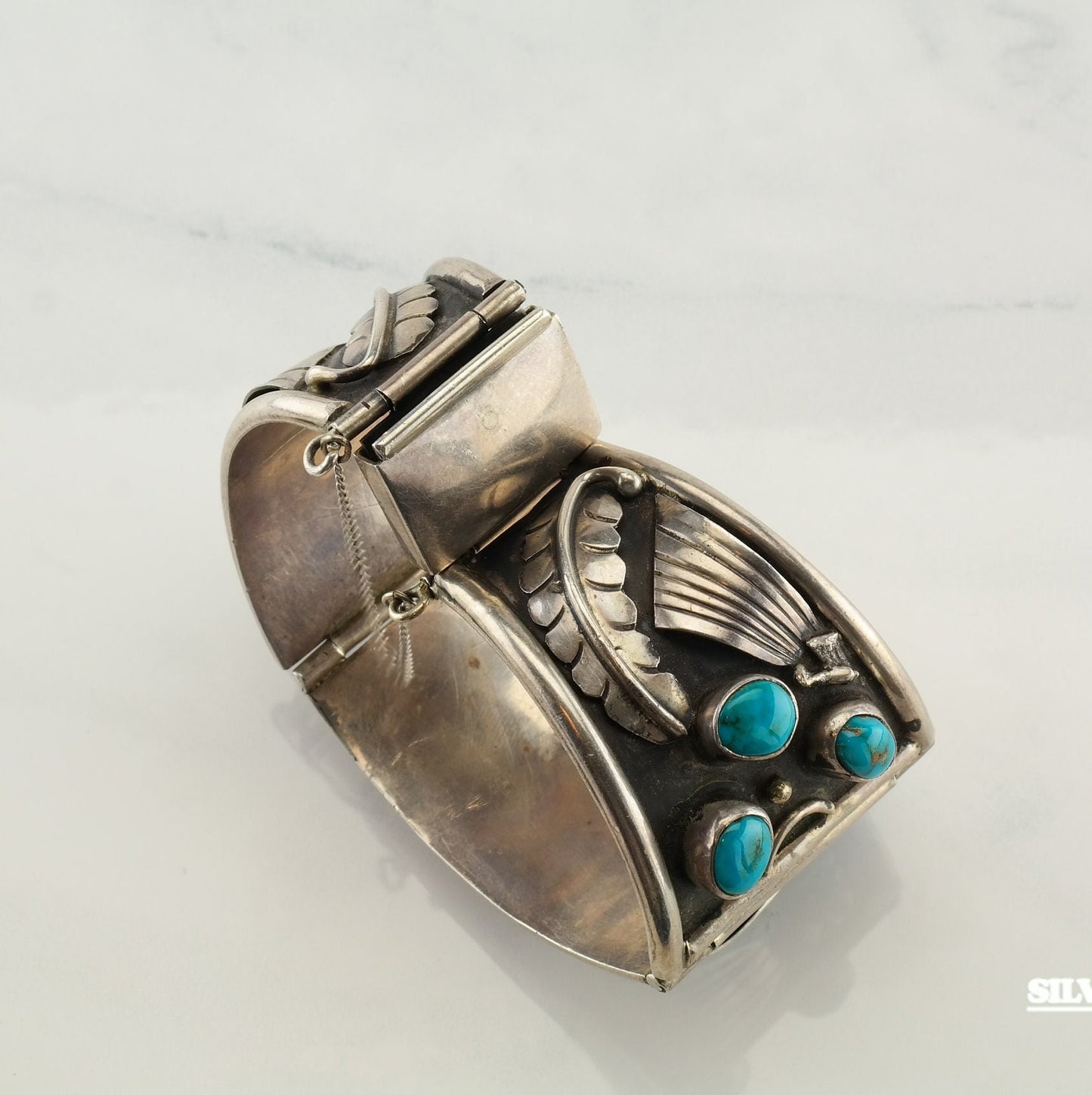 Native American Turquoise Cuff Sterling Silver Bracelet