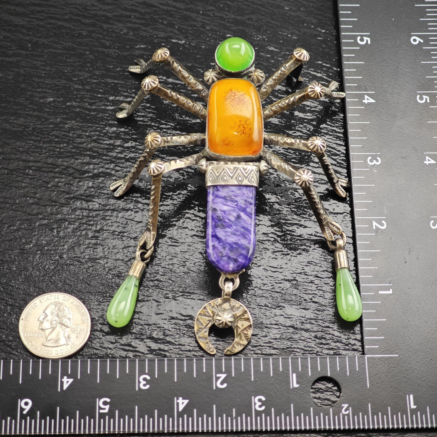 Large Spider Pin by Melanie Deluca, Sterling Silver