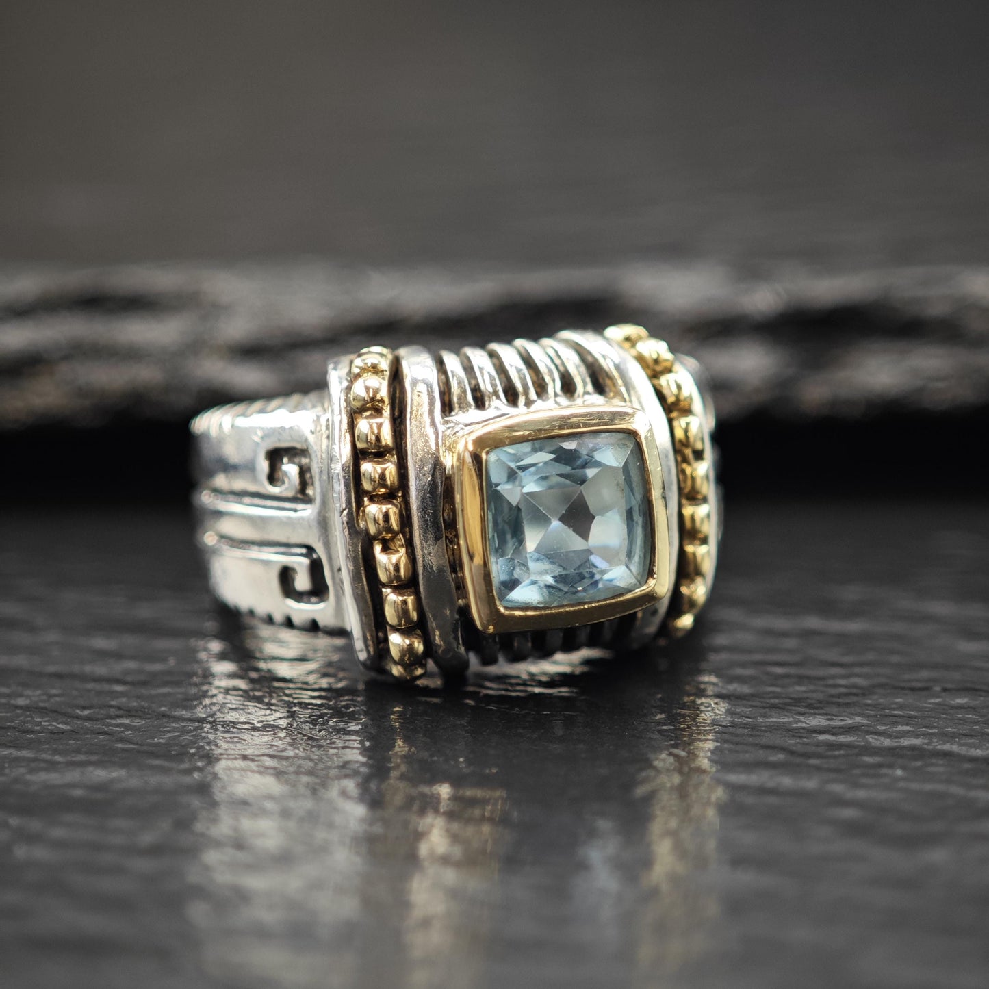 Topaz 14K Gold Accent Ring Sterling Silver Sz 6 1/4