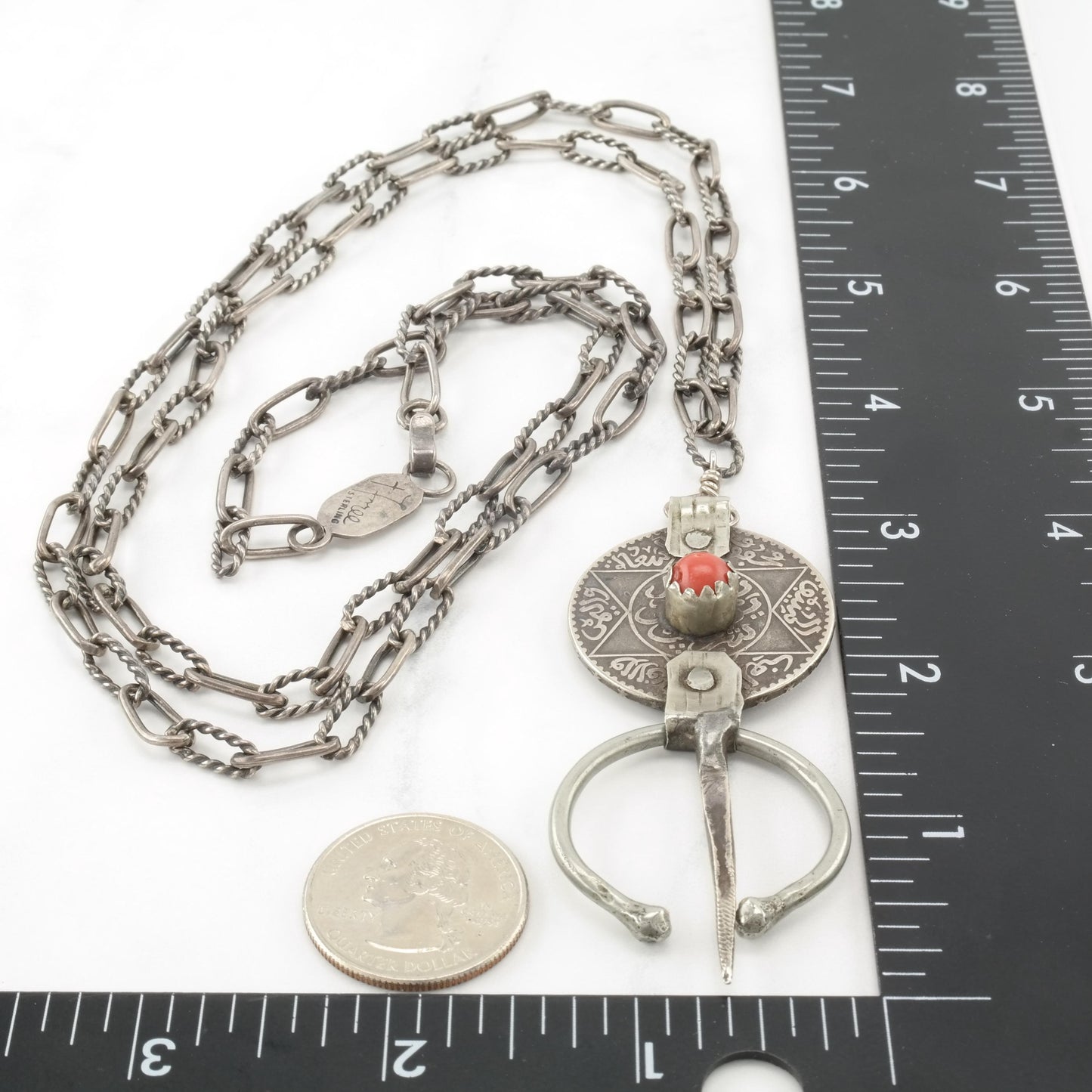 Berber Coin, 1336, Oxidized Sterling Silver Necklace N2421
