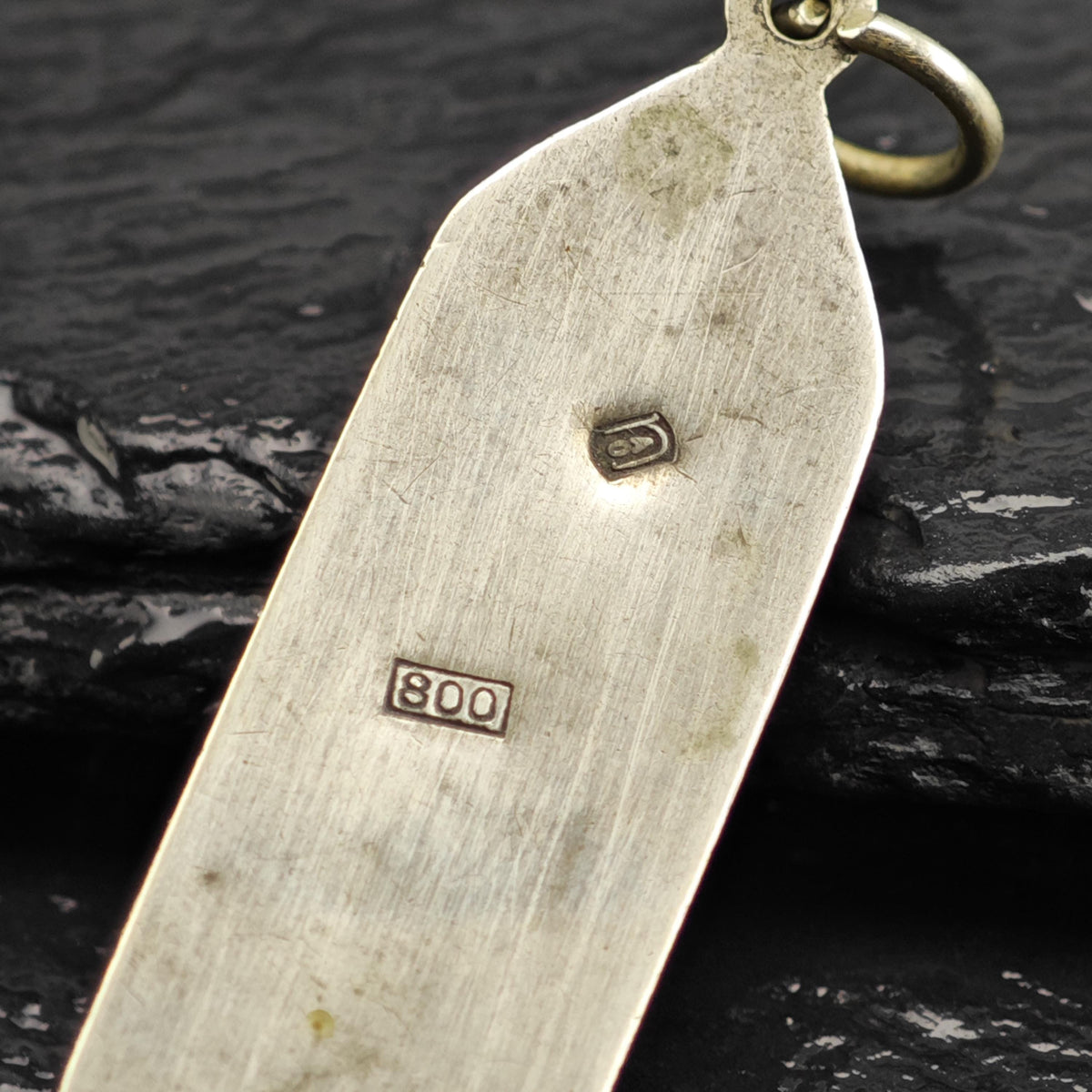 Jewish Mezuzah Menorah 800 Silver Pendant P3116