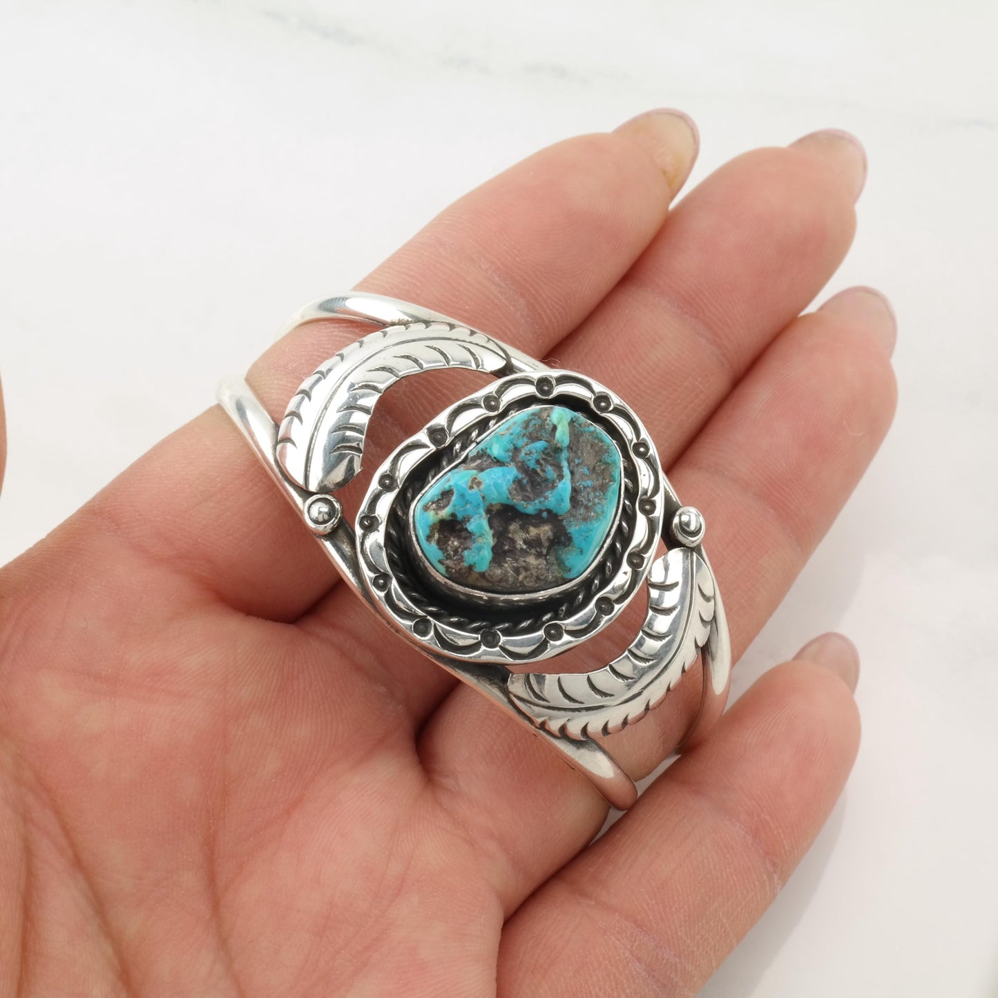 Southwest Turquoise Cuff Bracelet Sterling Silver