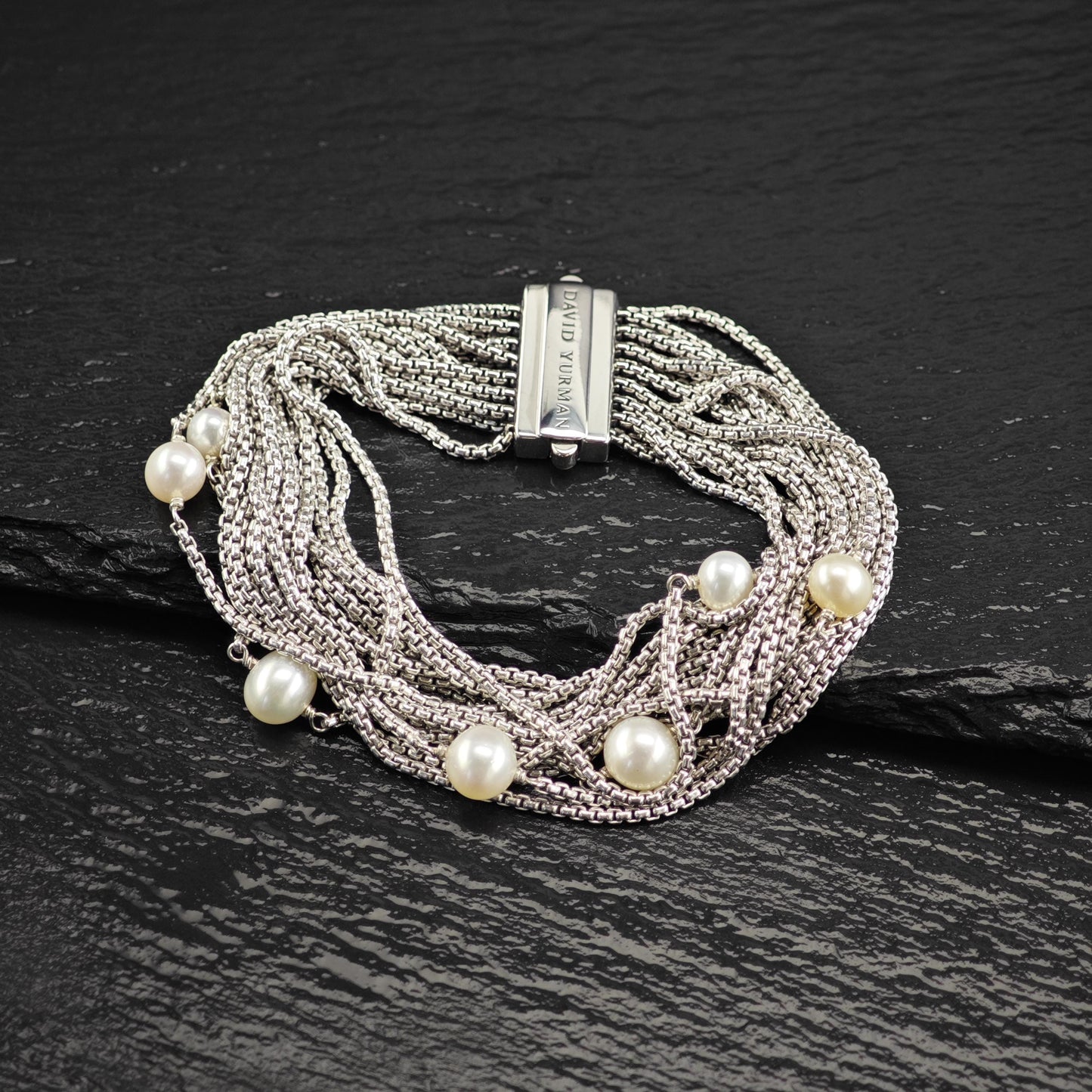 David Yurman Pearl Bracelet Multi Chain Sterling Silver