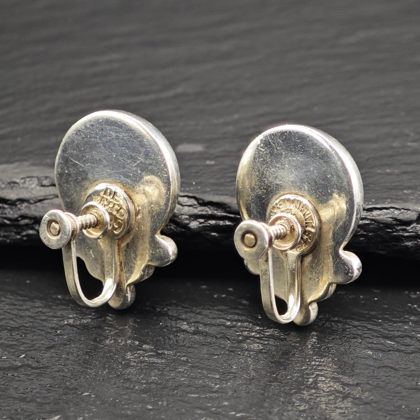 Margot De Taxco Modernist Sterling Silver Screw Back Earrings ER3112