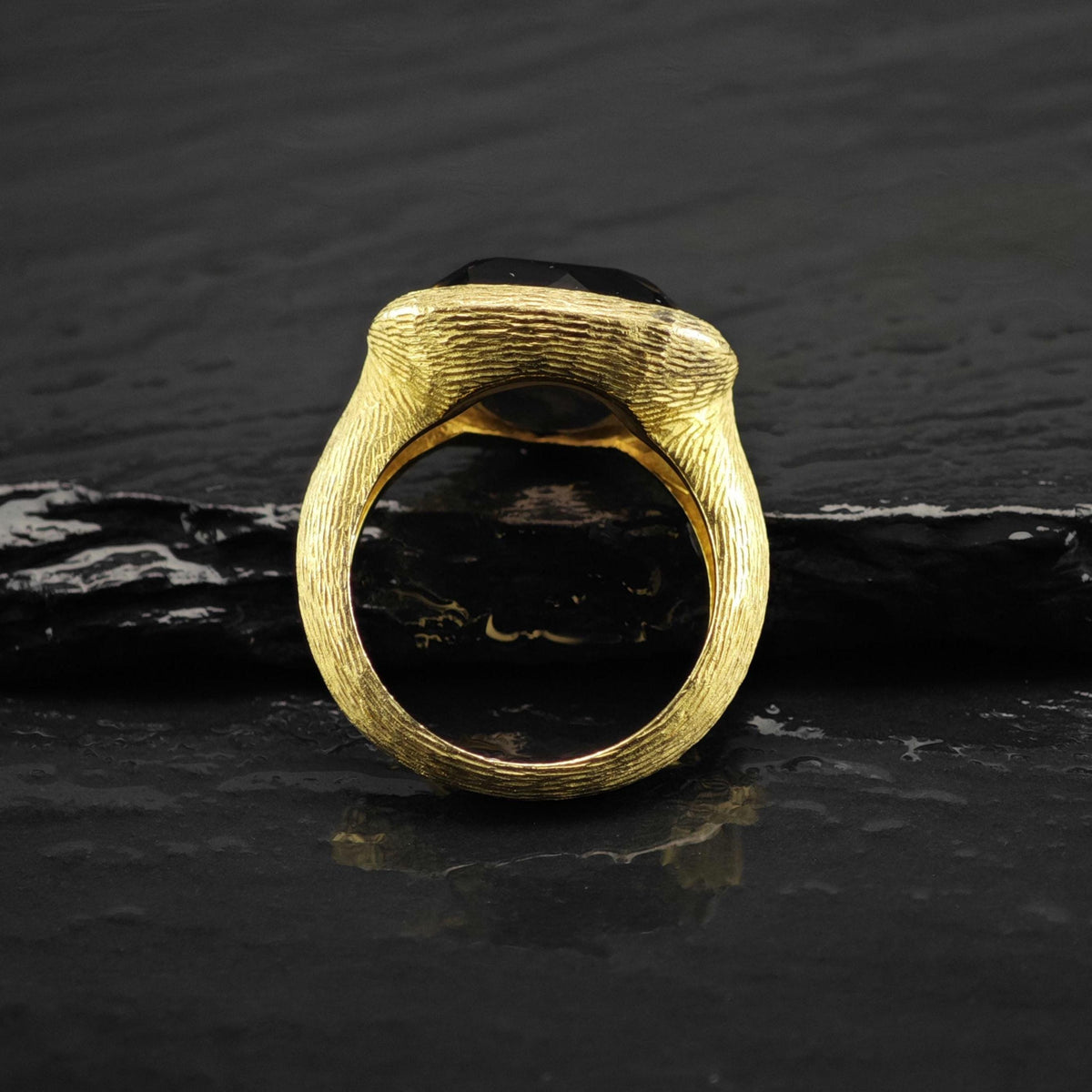 Smoky Quartz Gold-Plated Sterling Silver Ring Sz 5 3/4 R6831