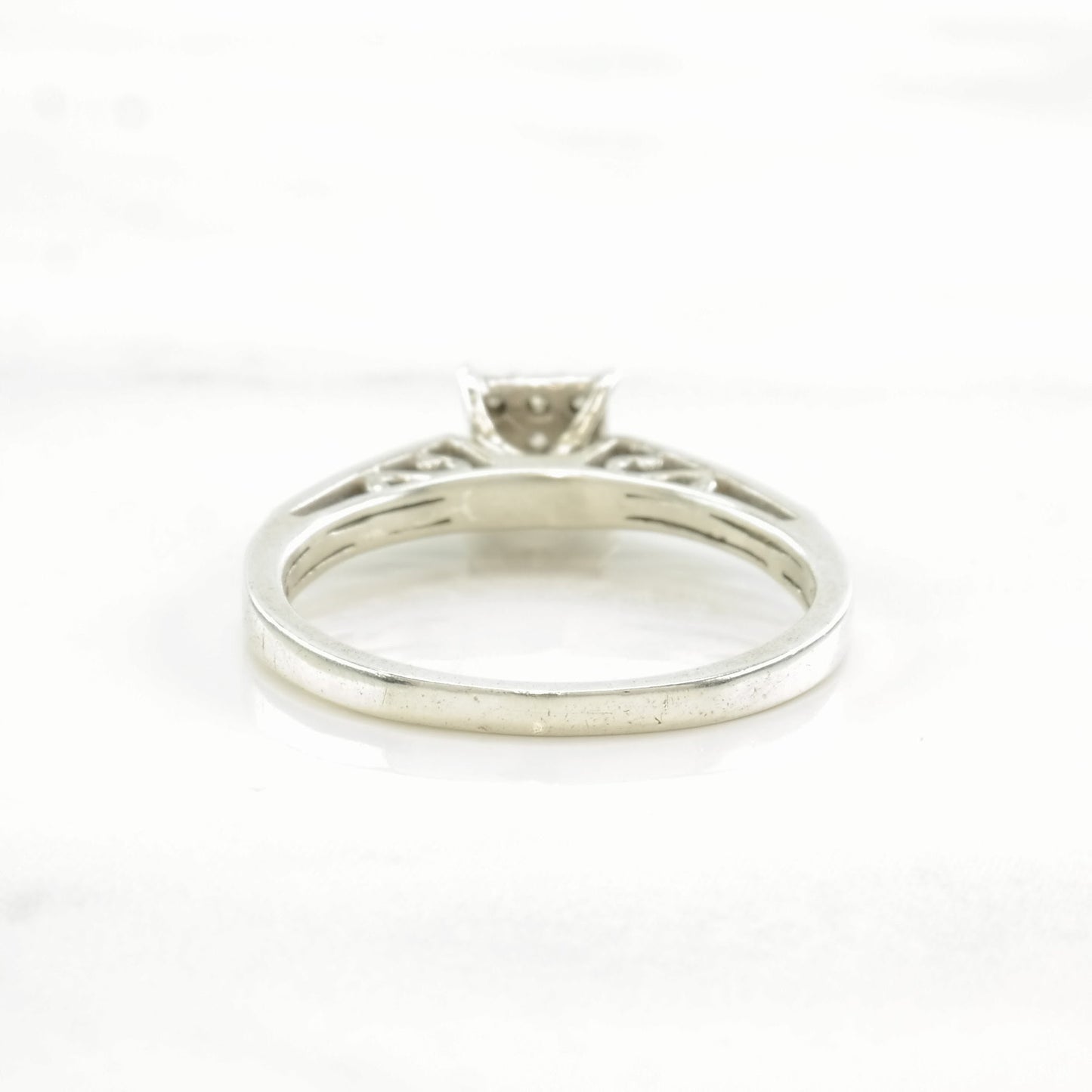 Vintage Sterling Silver Ring Diamond Dainty Size 6 3/4