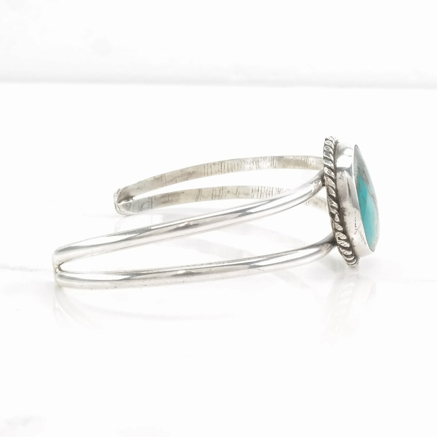 Southwest Turquoise Cuff Bracelet Sterling Silver Blue