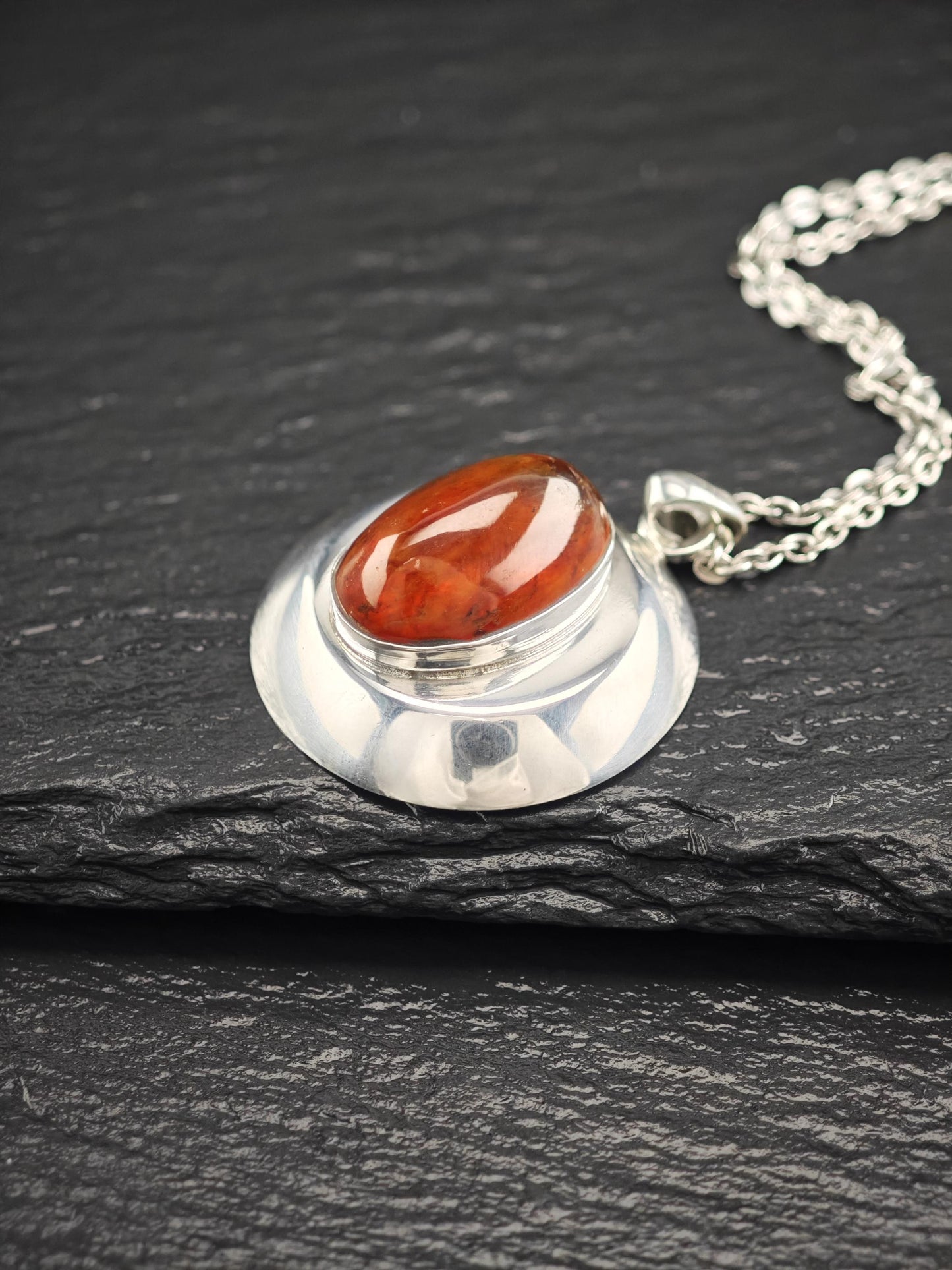 Denmark Amber, Oval Necklace Sterling Silver N2521