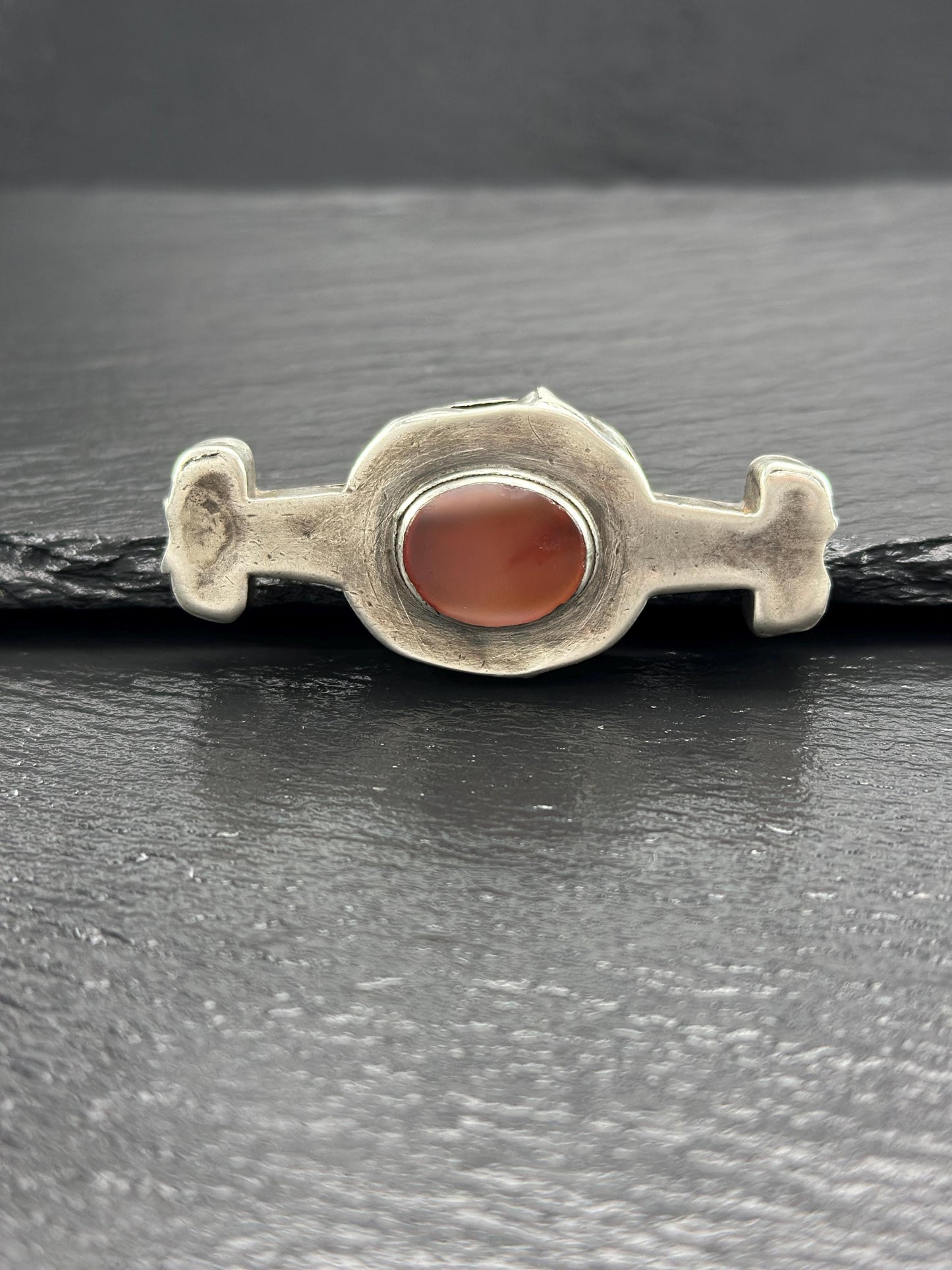 Handmade Carnelian Brooch Sterling Silver