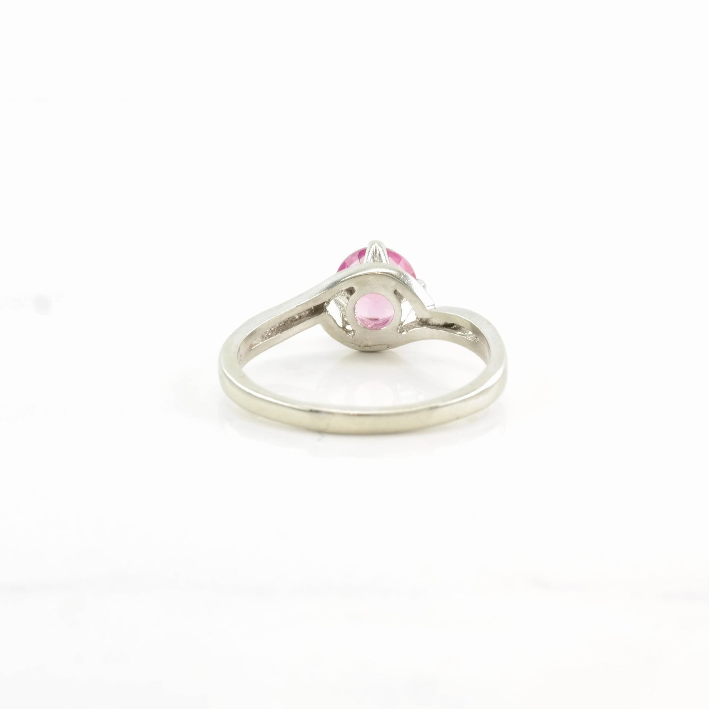 10k White Gold Ring Lab Pink Sapphire Solitaire Pink Size 7