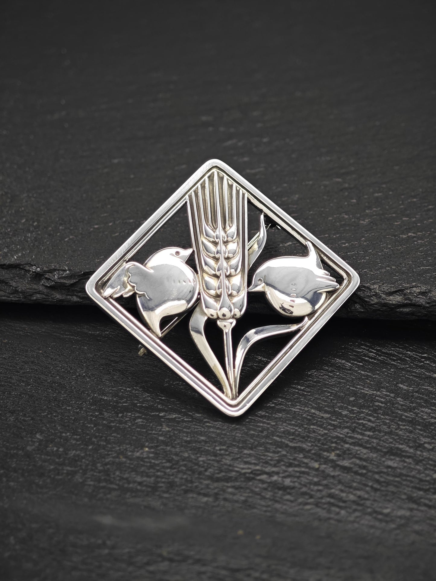 Georg Jensen 250, Floral Birds Brooch Sterling Silver