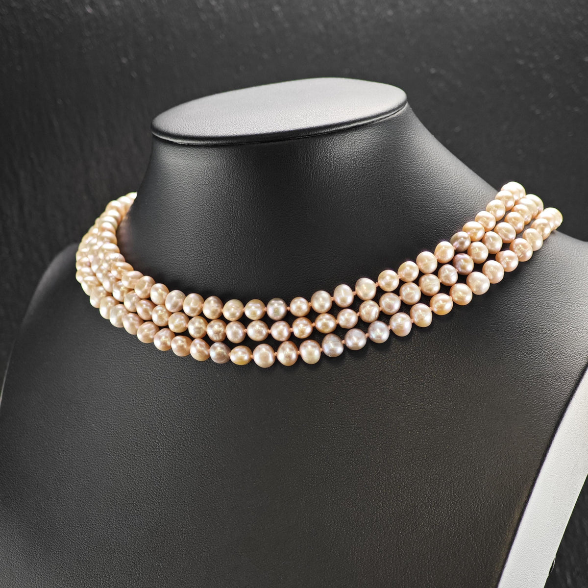 7mm Pink Pearl, 14K Gold Clasp Beaded Necklace N2789