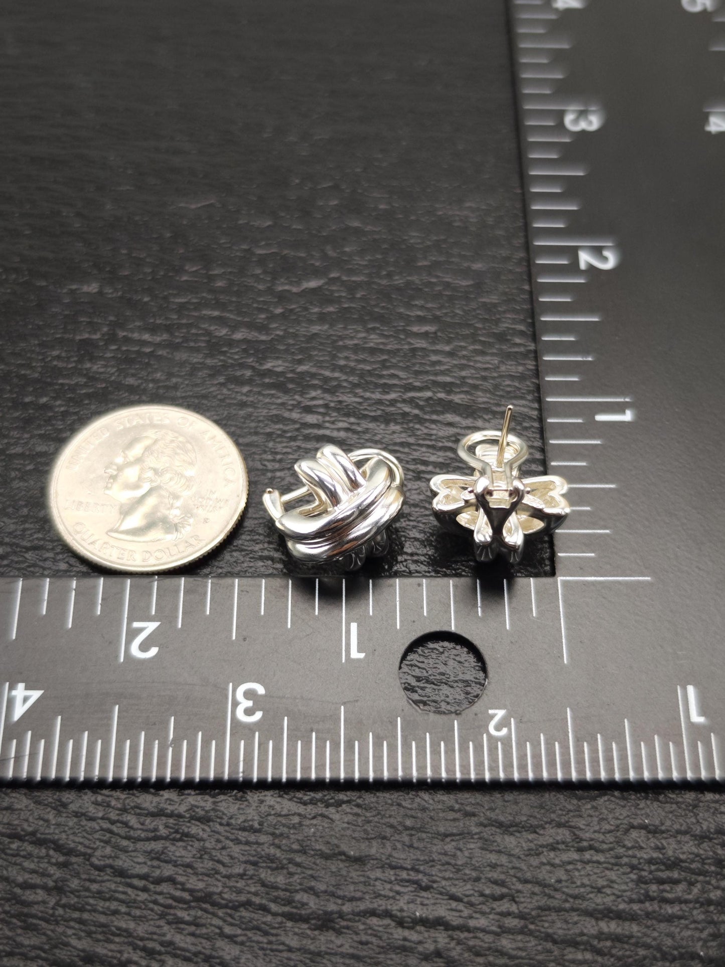 Tiffany & Co Criss Cross, Omega Back Earrings Sterling Silver