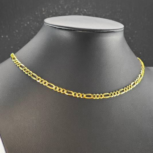 Sterling Silver Gold Plated 4.5mm Figaro Chain Necklace 24" N2654