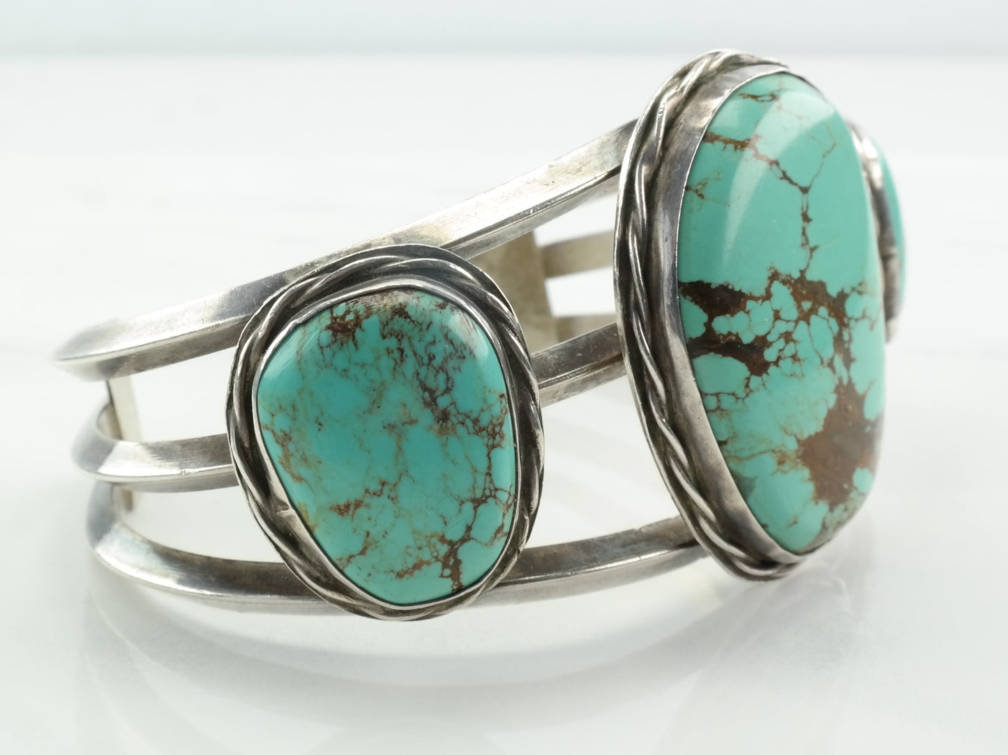 Southwest Sterling Silver Cuff Bracelet Turquoise Number Eight