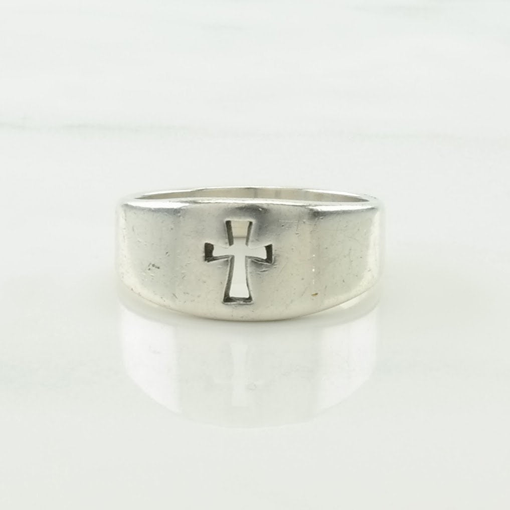 James Avery Silver Ring Cross Cutout Sterling Size 7