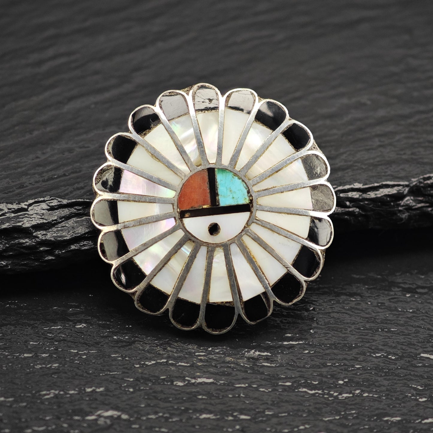 Zuni Inlay Surface Pendant Sterling Silver P3057