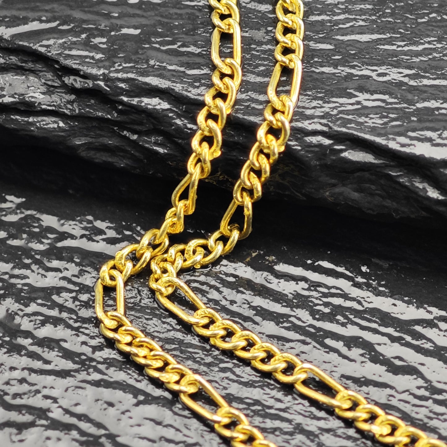 Figaro Gold Plated Chain Sterling Silver Necklace N2750
