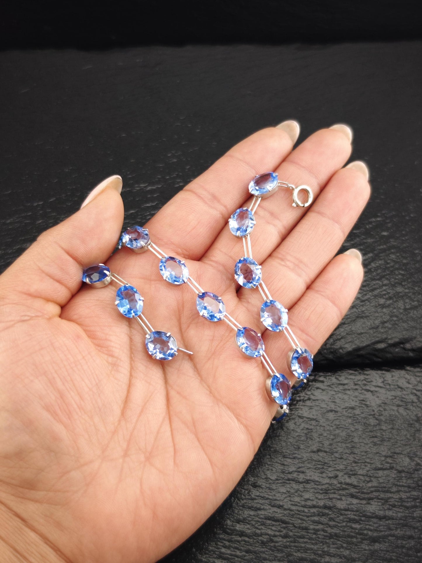Blue Paste, Oval Necklace Sterling Silver N2520