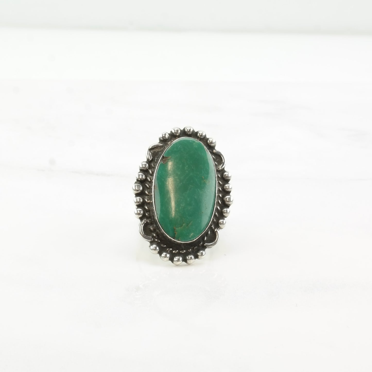 Fred Harvey Era Silver Ring Turquoise Oval Sterling Size 6