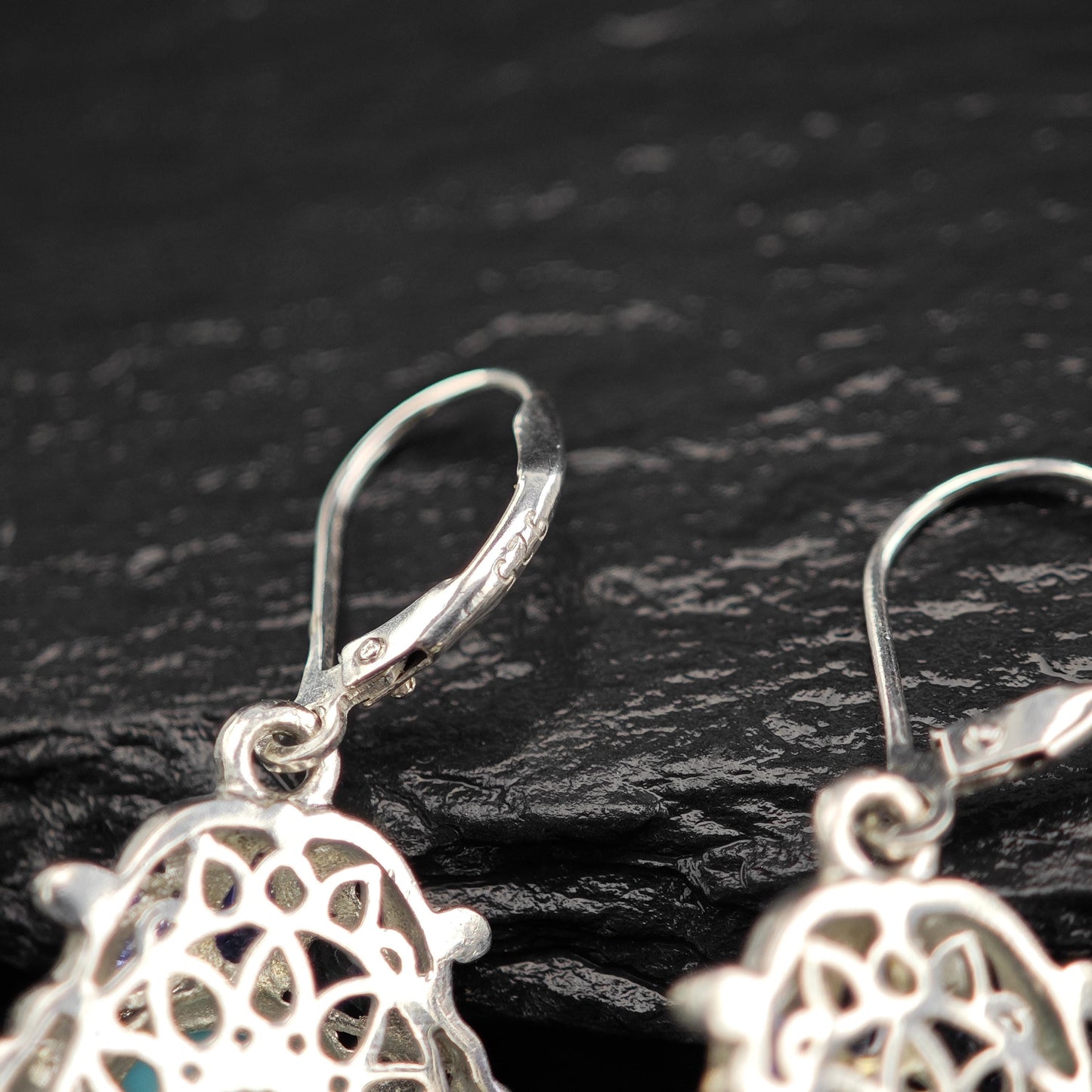 Turquoise Tanzanite Lever Back Earrings in Sterling Silver - Multi-Color Design