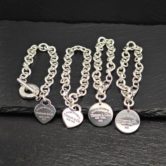 Choice of Tiffany Curb Link Tag Bracelets, Sterling Silver