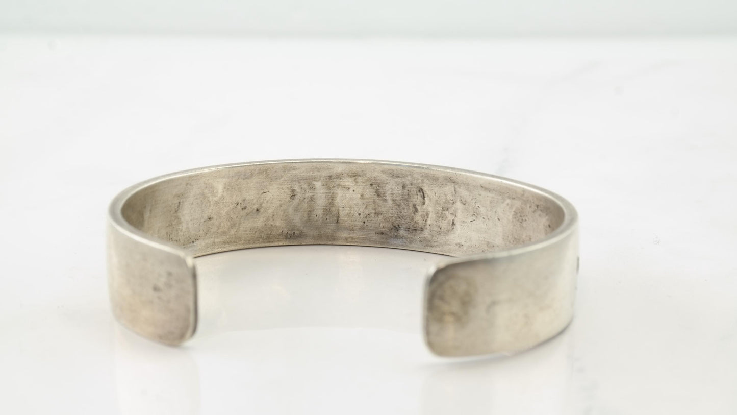 Hopi Sterling Silver Overlay Cuff Bracelet, Native American, Southwestern Jewelry, Signed Phillip Honanie, 1970s