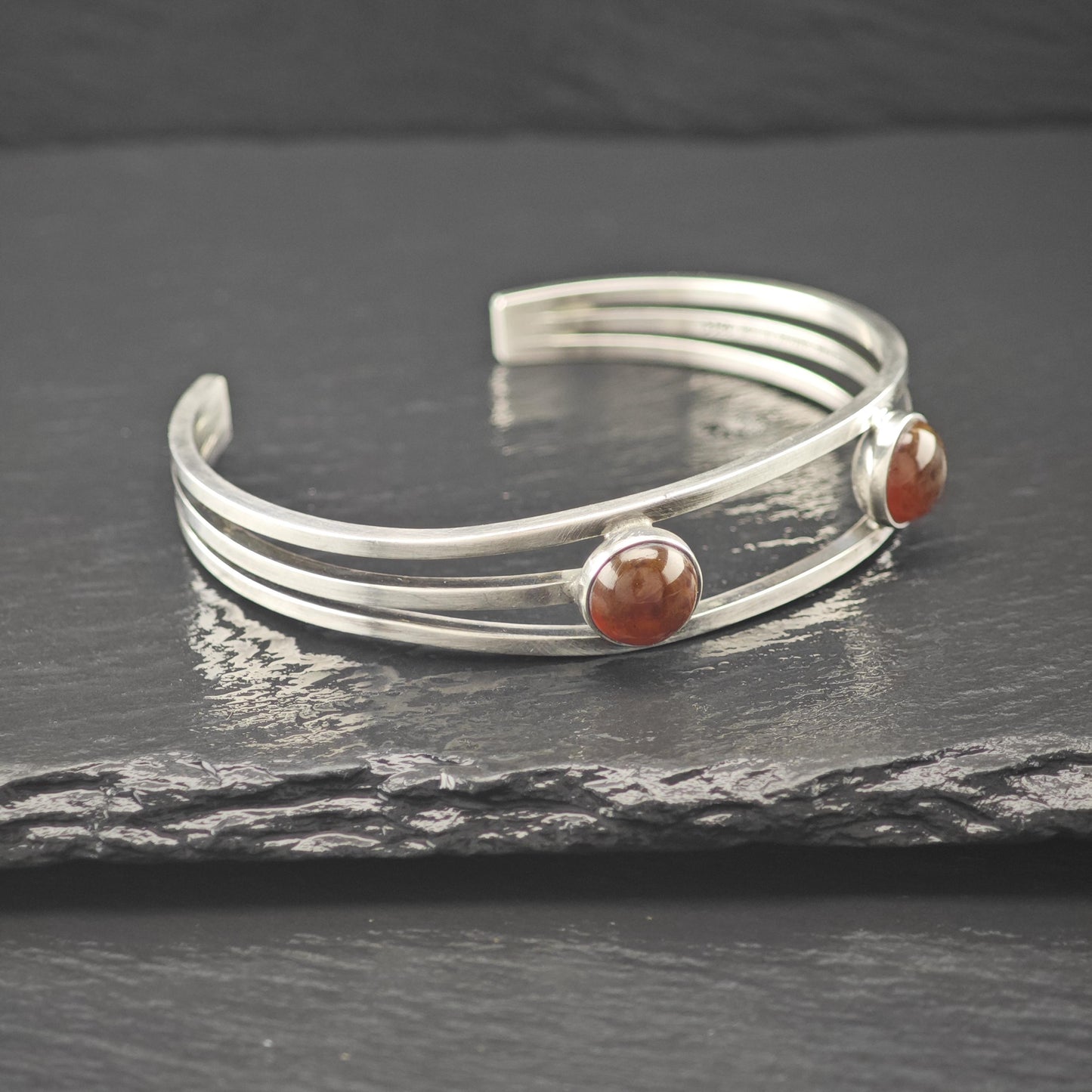 Denmark Silver Amber Modernist Cuff Bracelet Sterling N. E From