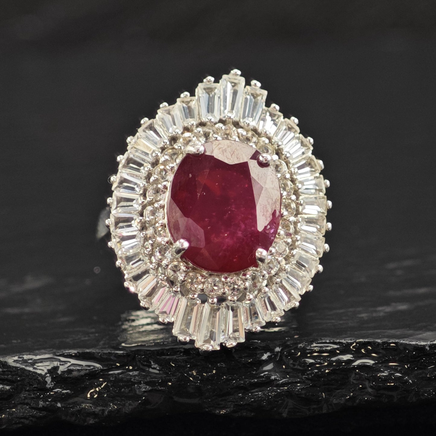 LGF Ruby & Topaz Ballerina Sterling Silver Ring Sz 6 R6585