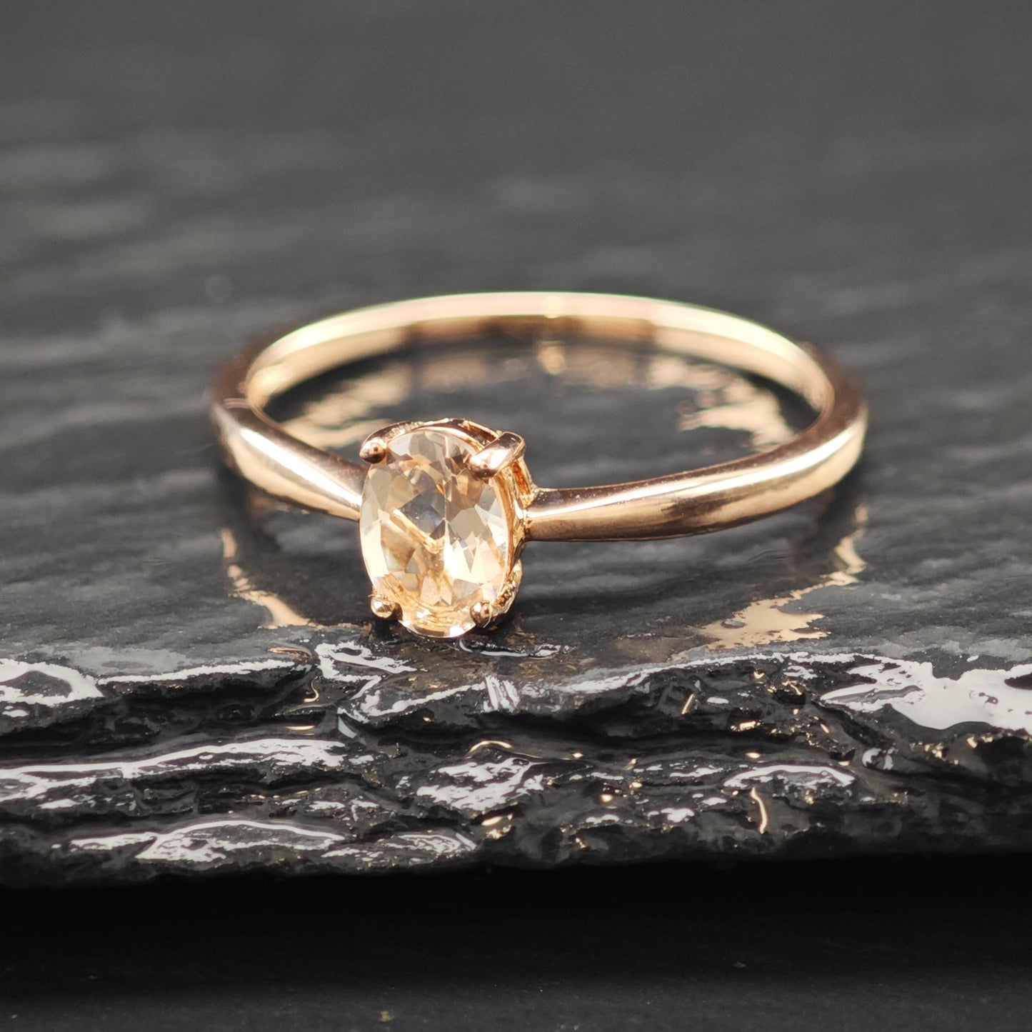 Choice of 14K Rose Gold Plated Morganite Ring Sterling Silver Sz 10 R6171