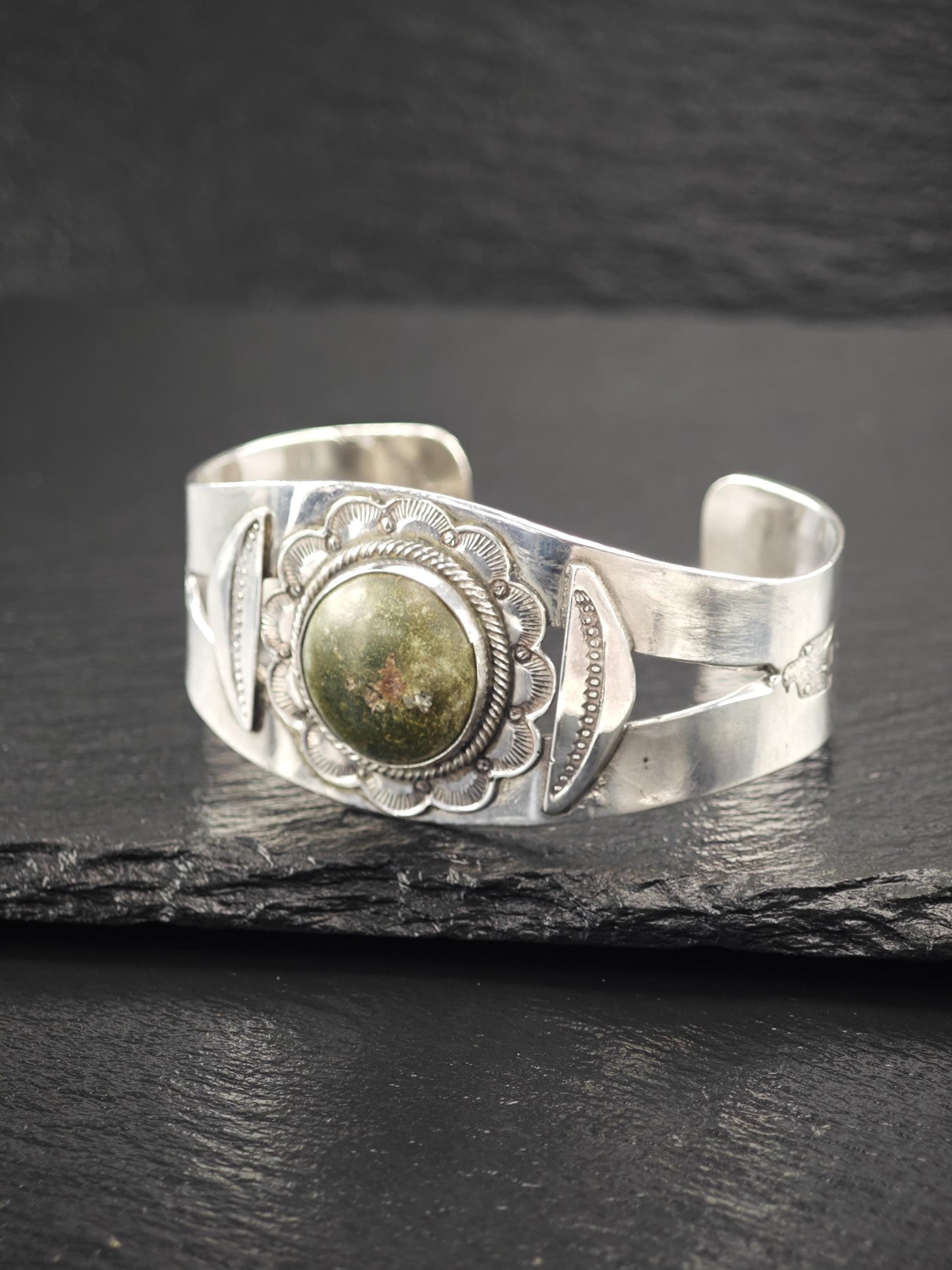 Fred Harvey Era Cerillos, Native American Cuff Bracelet Sterling Silver