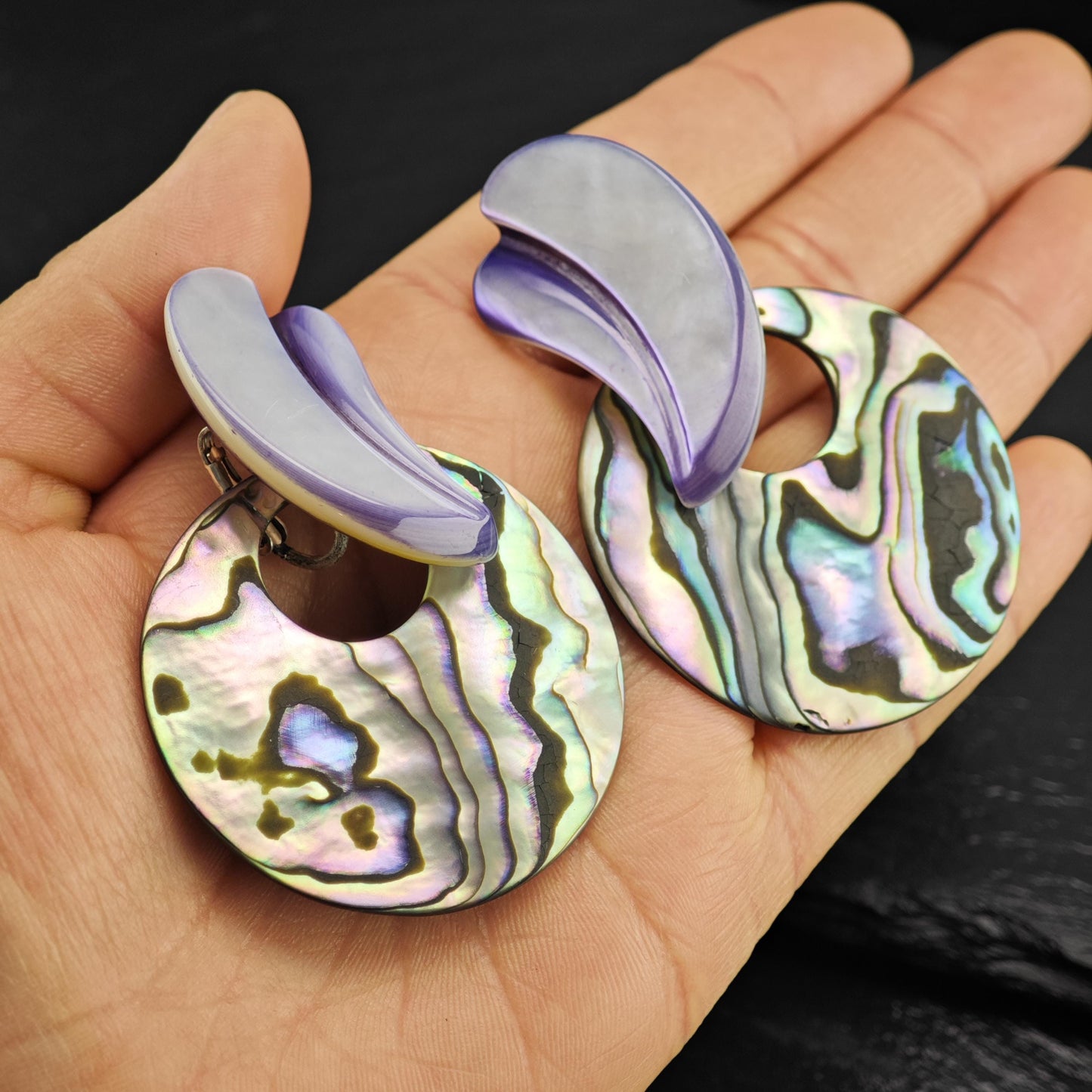 Stephen Dweck Abalone Shell Clip On/Dangle Sterling Silver Earrings ER3191