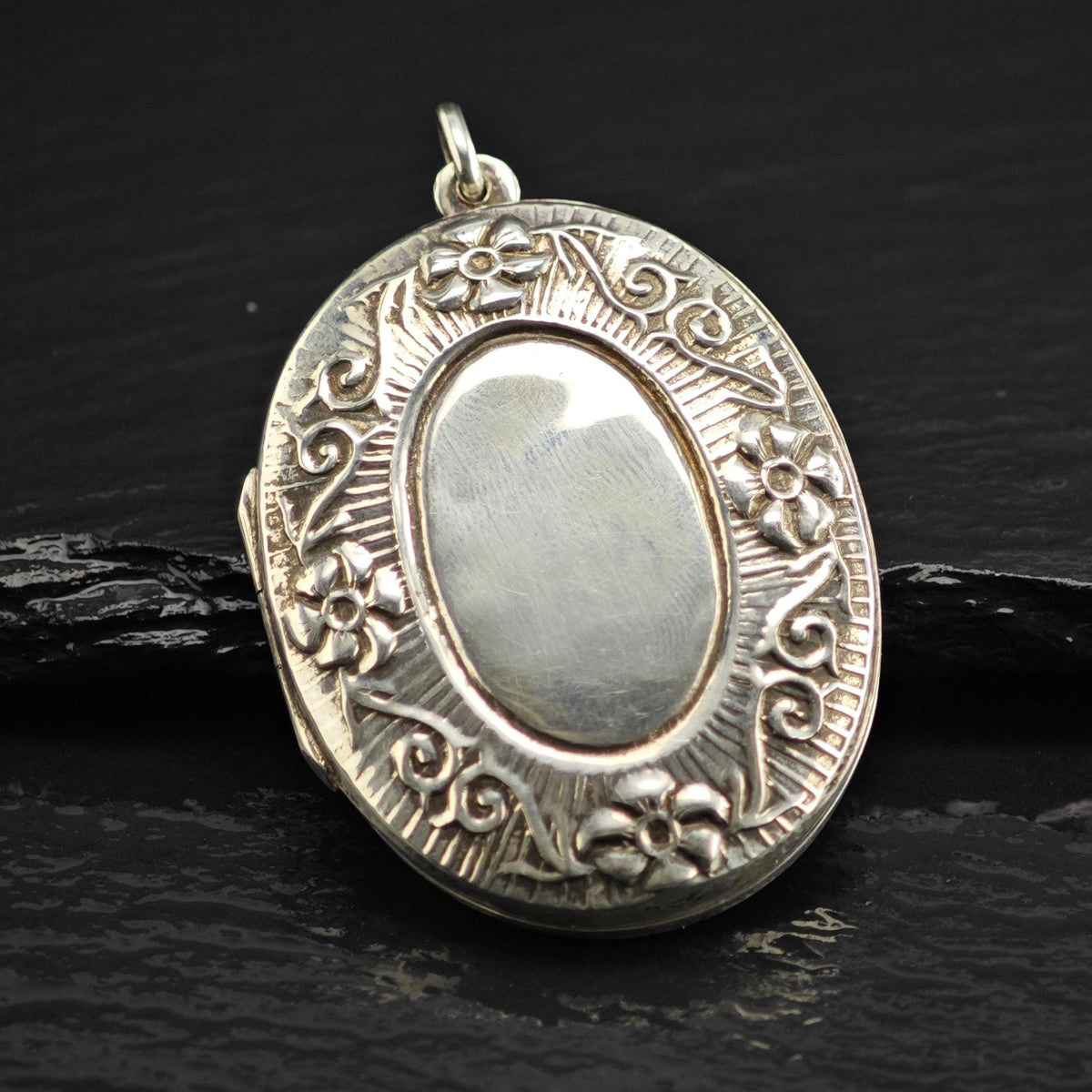 Art Nouveau Style Sterling Silver Locket Pendant P3093