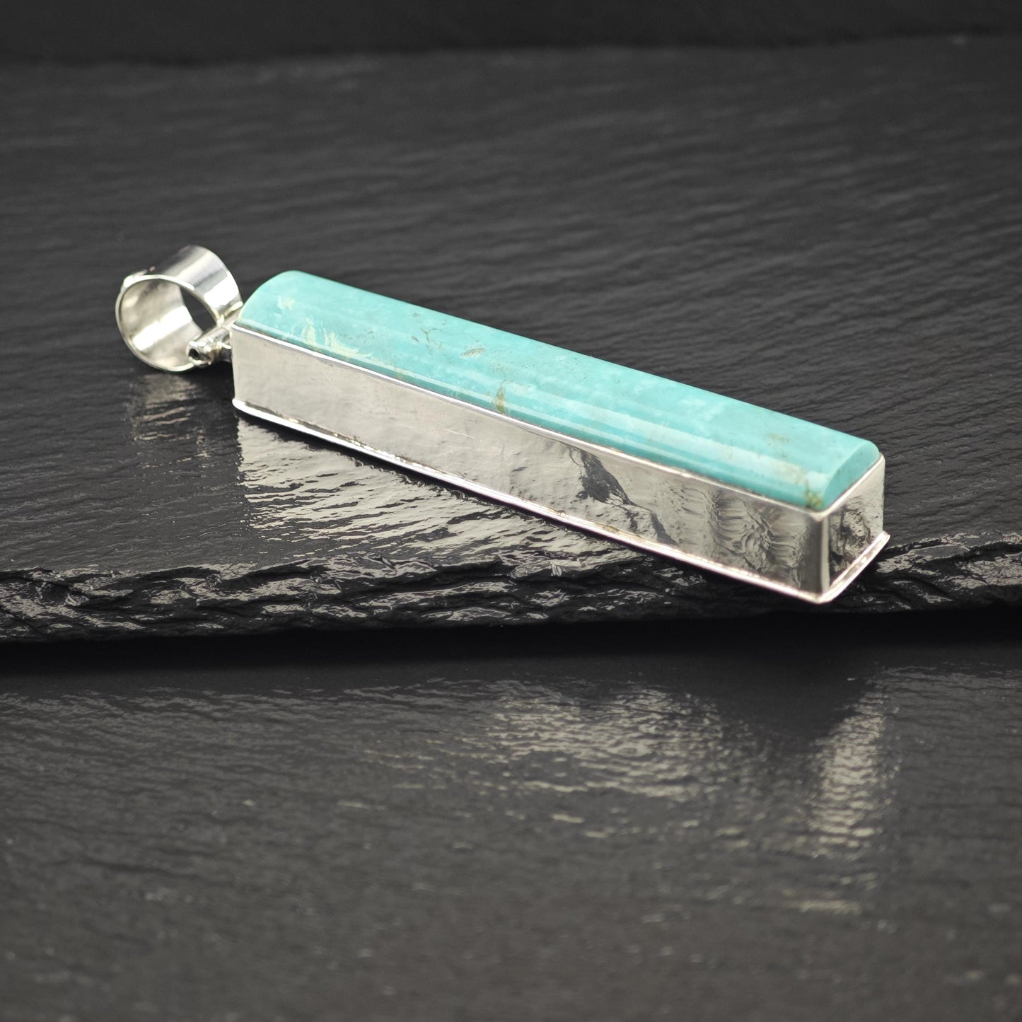 Lg Navajo Turquoise Pendant Sterling Silver by David Troutman P2823
