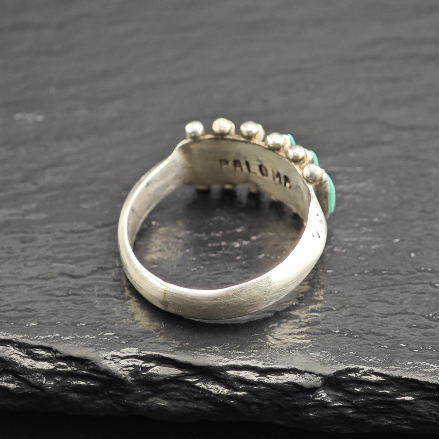 Zuni, Needle Point Turquoise Sterling Silver Ring Sz 8 3/4 R6625