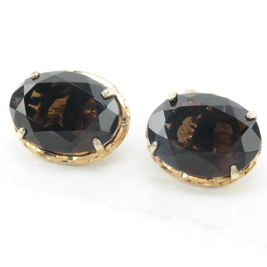 Chinese Export Smoky Quartz Cufflinks Sterling Silver Gold Plated MISC0245