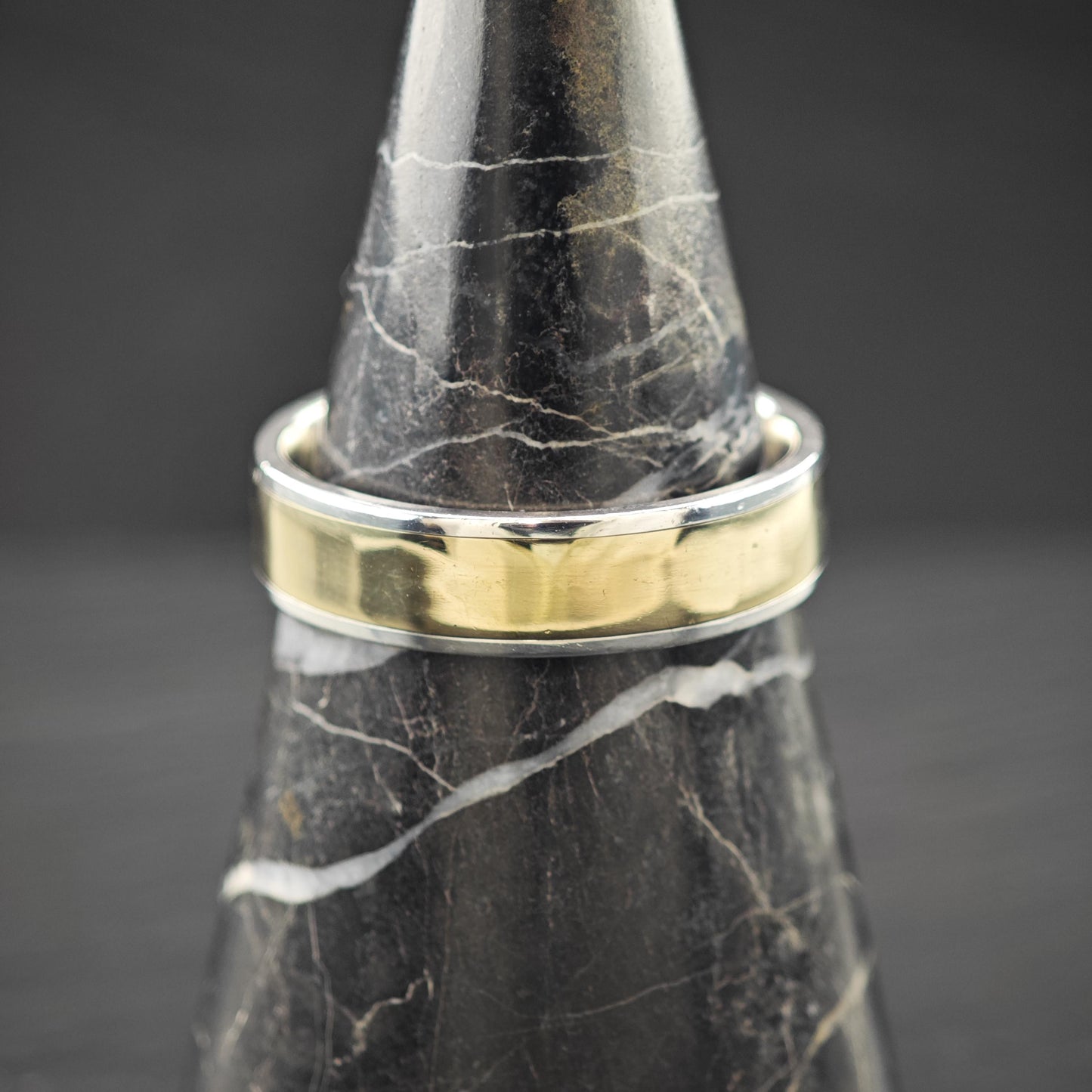 1/9 10KT Gold Accent Band Sterling Silver Sz 12