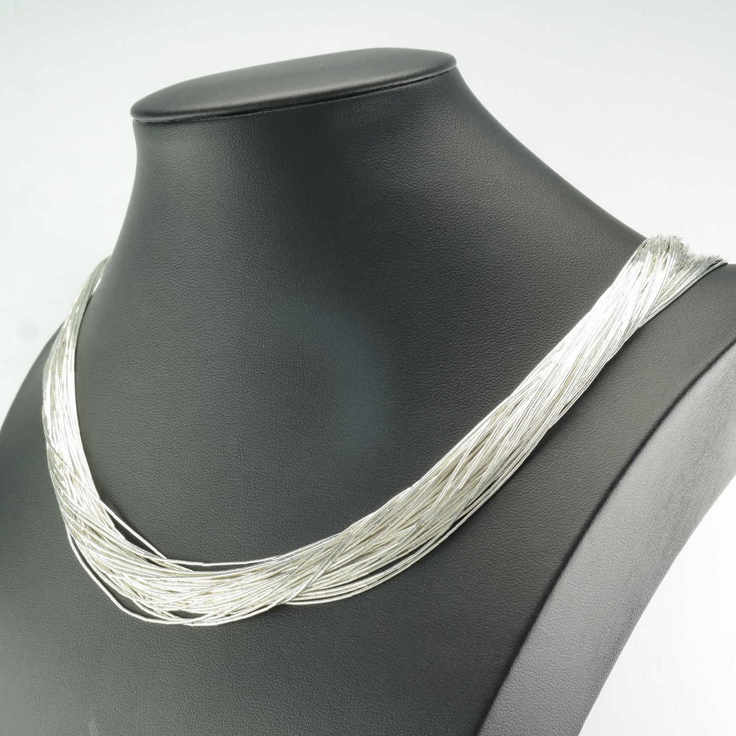 Southwest Sterling Silver 50 Strand Liquid Silver Necklace