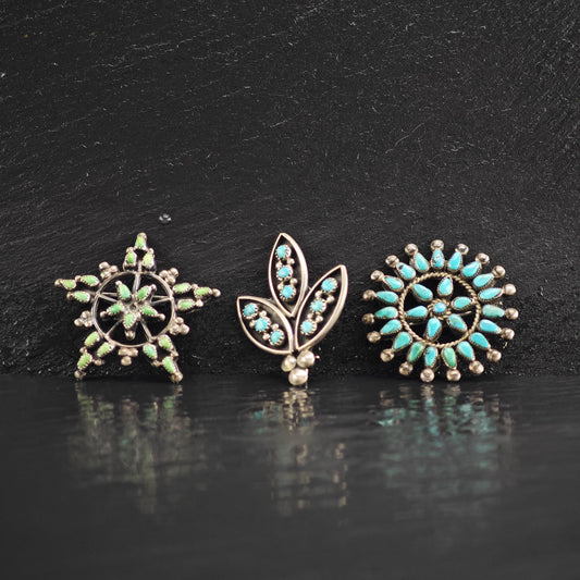 Choice of Turquoise Cluster Sterling Silver Brooches